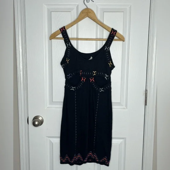 Free People Embroidered Black Mini Dress - Picture 2 of 5